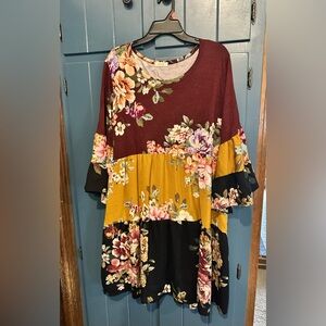 Floral Patchwork Dress - Multicolor